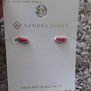 Kendra Scott Fuchsia and Gold Stud Earrings